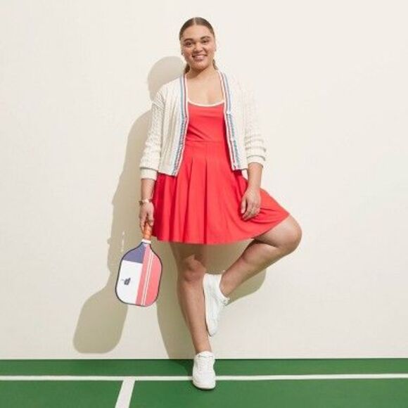 Prince Pickleball Women's Cross-Back Pleated Dress - Red L - Picture 5 of 5